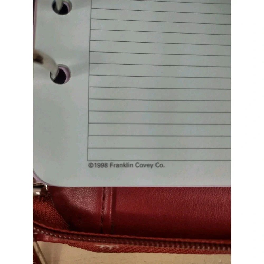Franklin Covey Day One Planner Binder Red Retractable Handles Faux Leather *SEE